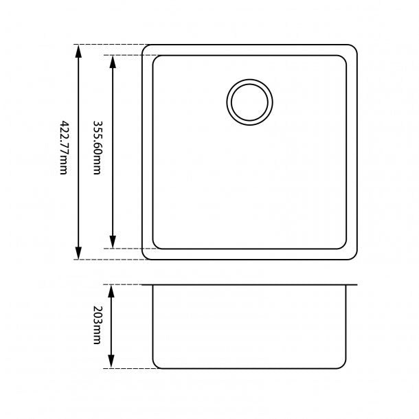 ARETE Black Granite Quartz Stone Sink 422mm