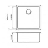 ARETE Black Granite Quartz Stone Sink 422mm