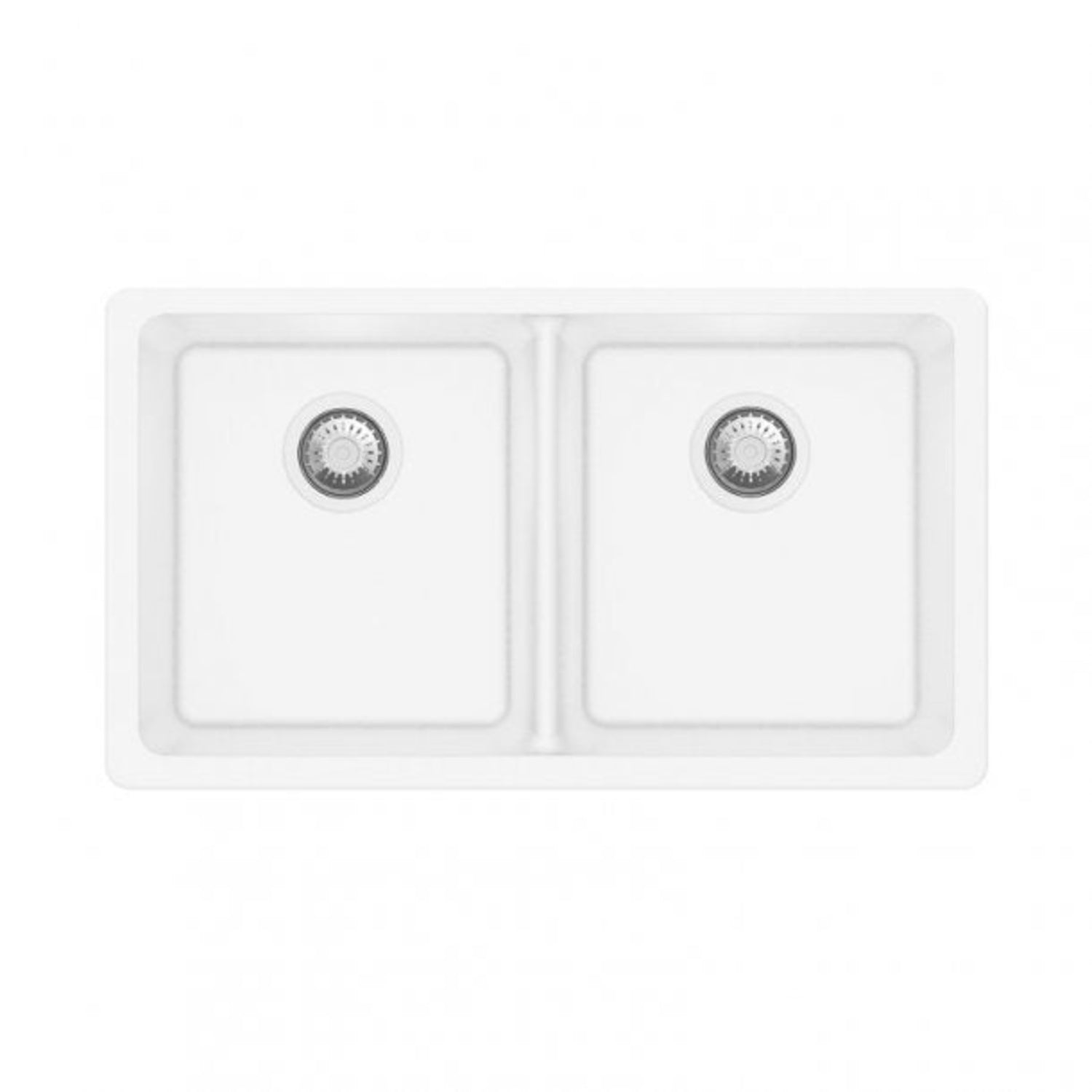 ARETE White Granite Quartz Stone Double Kitchen Sink 838x476mm