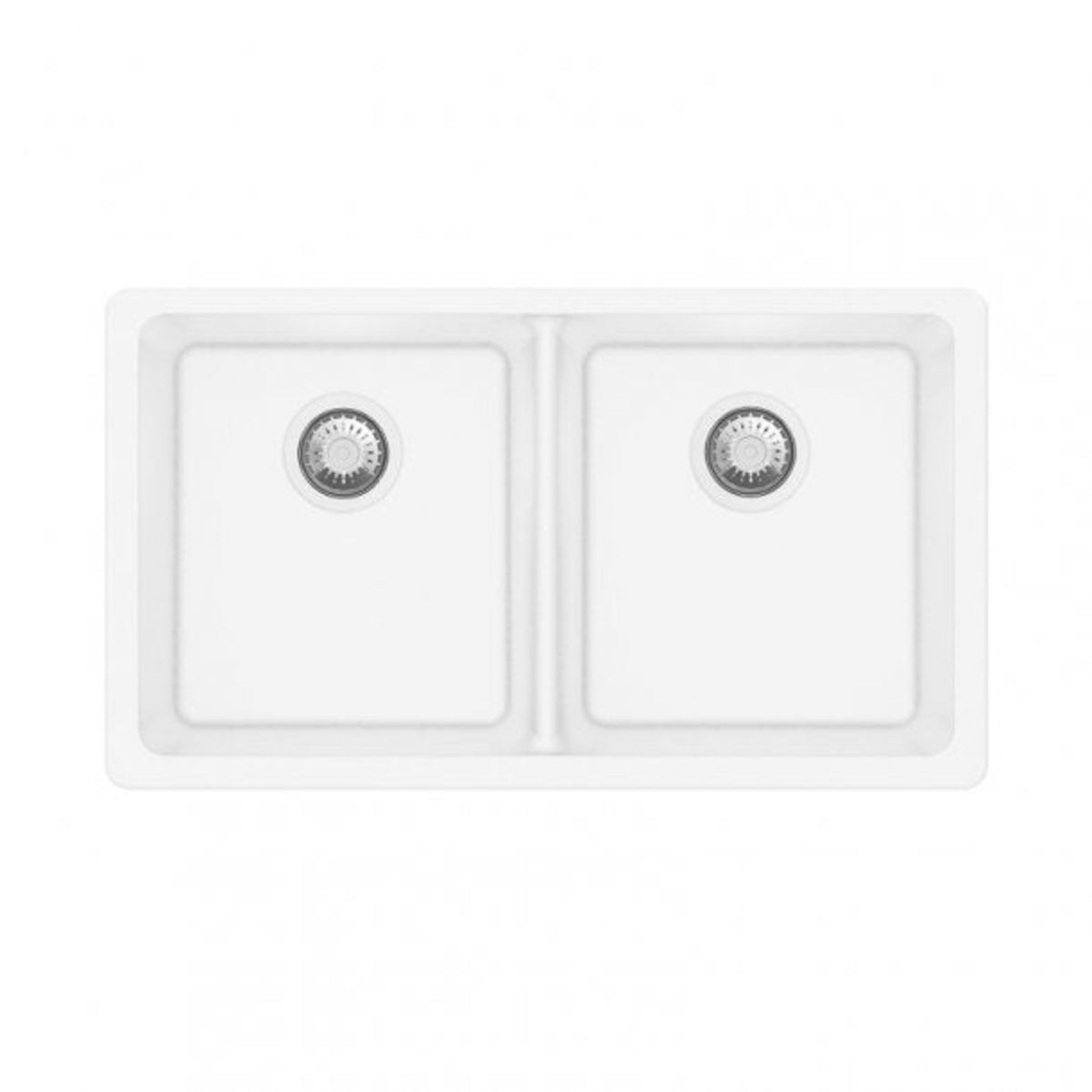 ARETE White Granite Quartz Stone Double Kitchen Sink 838x476mm