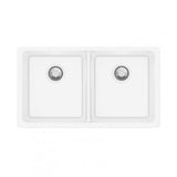 ARETE White Granite Quartz Stone Double Kitchen Sink 838x476mm