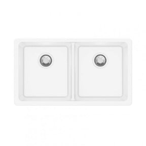 ARETE White Granite Quartz Stone Double Kitchen Sink 838x476mm