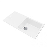 ARETE White Granite Quartz Stone Kitchen Sink with Drainboard 1000x500mm