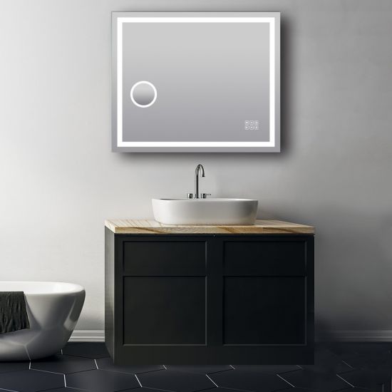 ART LED Rectangle Frameless Mirror 900x750mm with Magnifier and Bluetooth