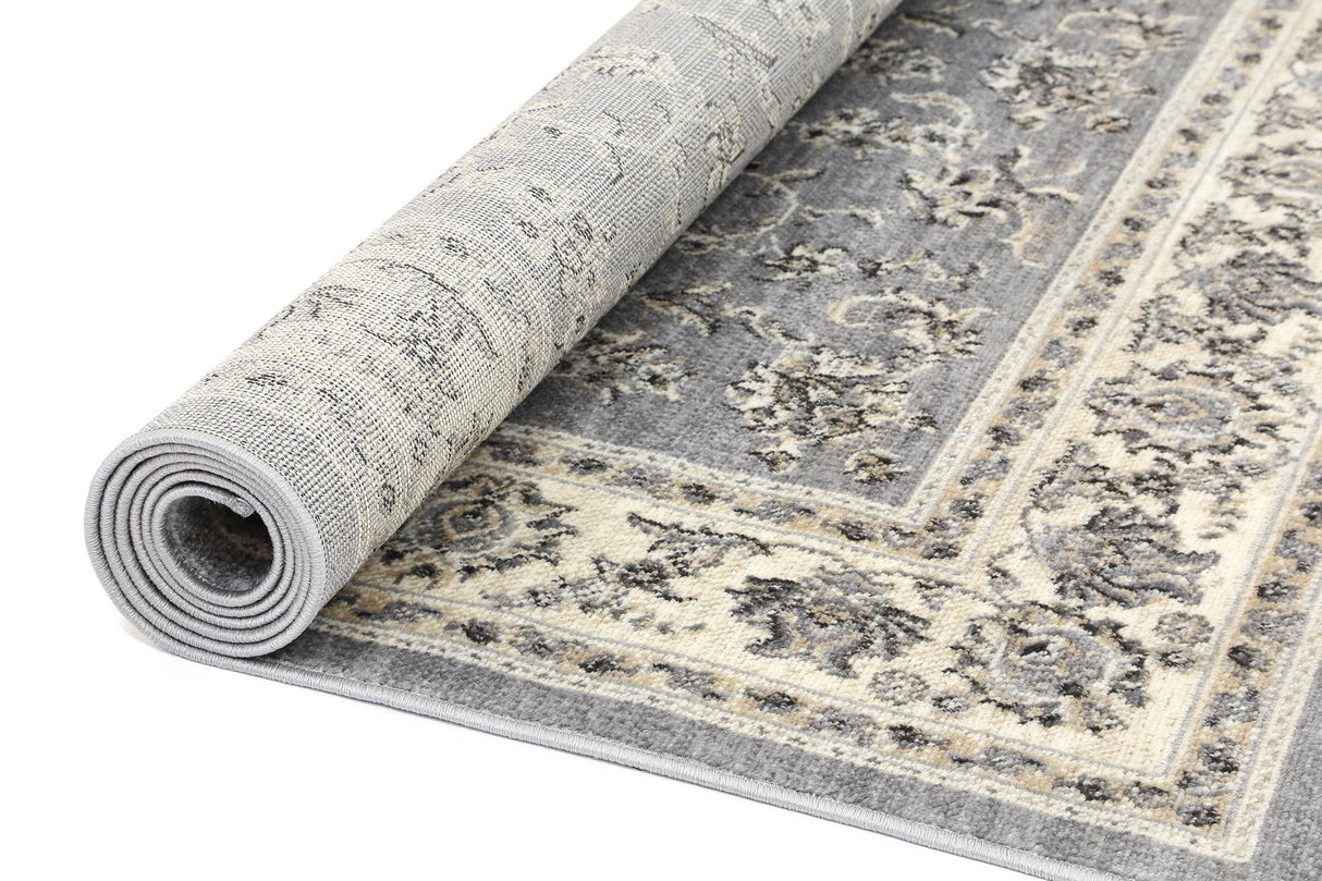 Arya  Grey Cream Border Rug