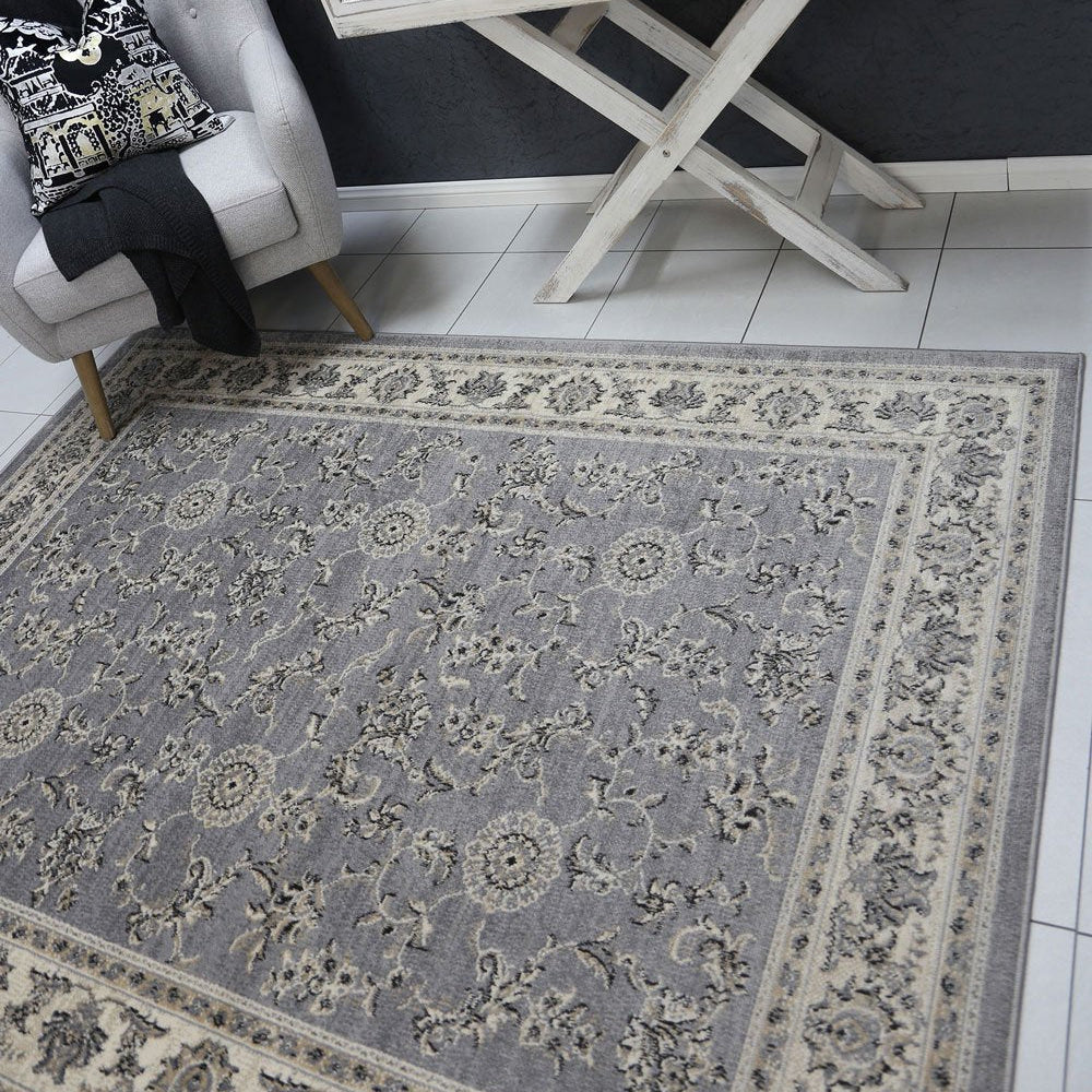 Arya  Grey Cream Border Rug