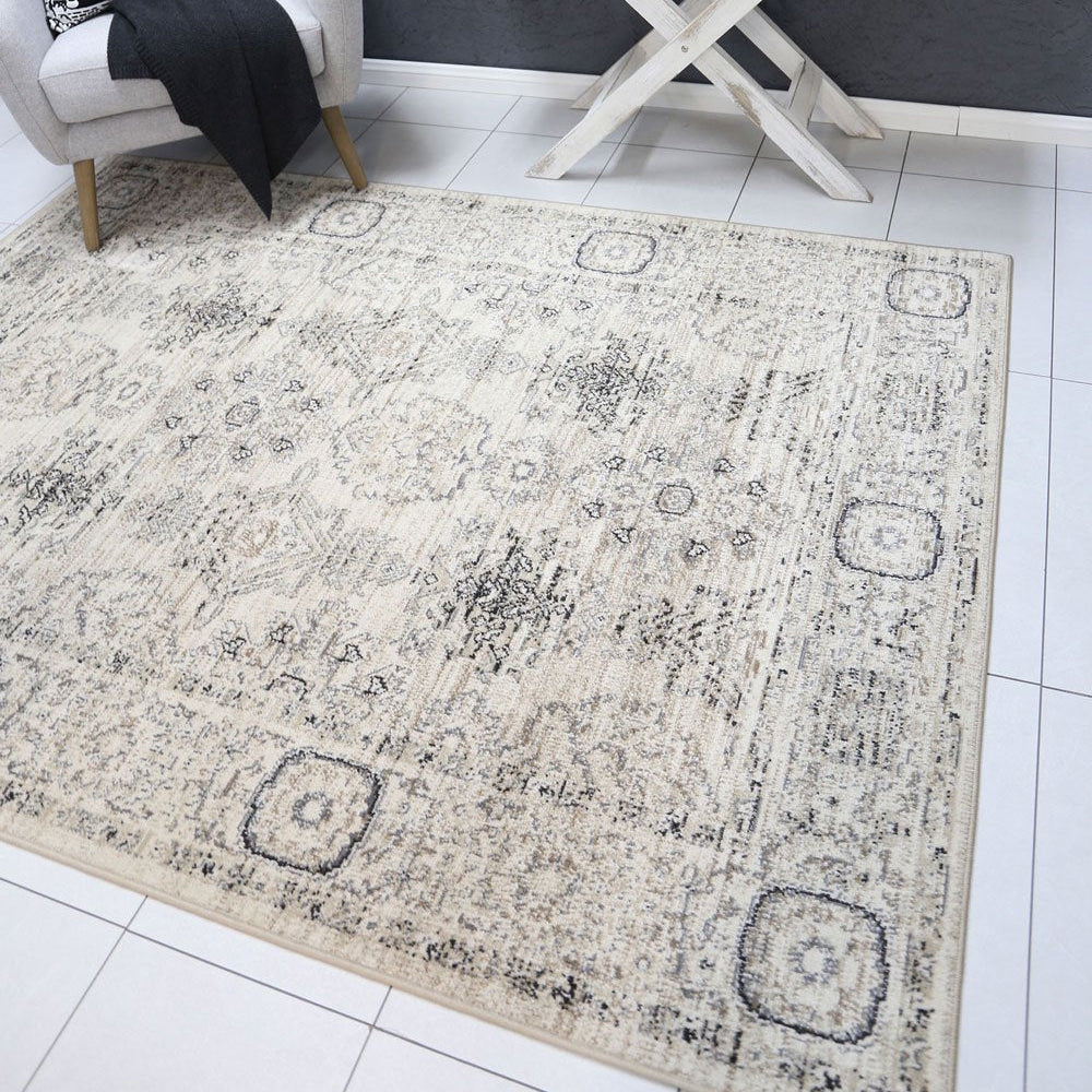 Arya Cream Grey Contemporary Rug