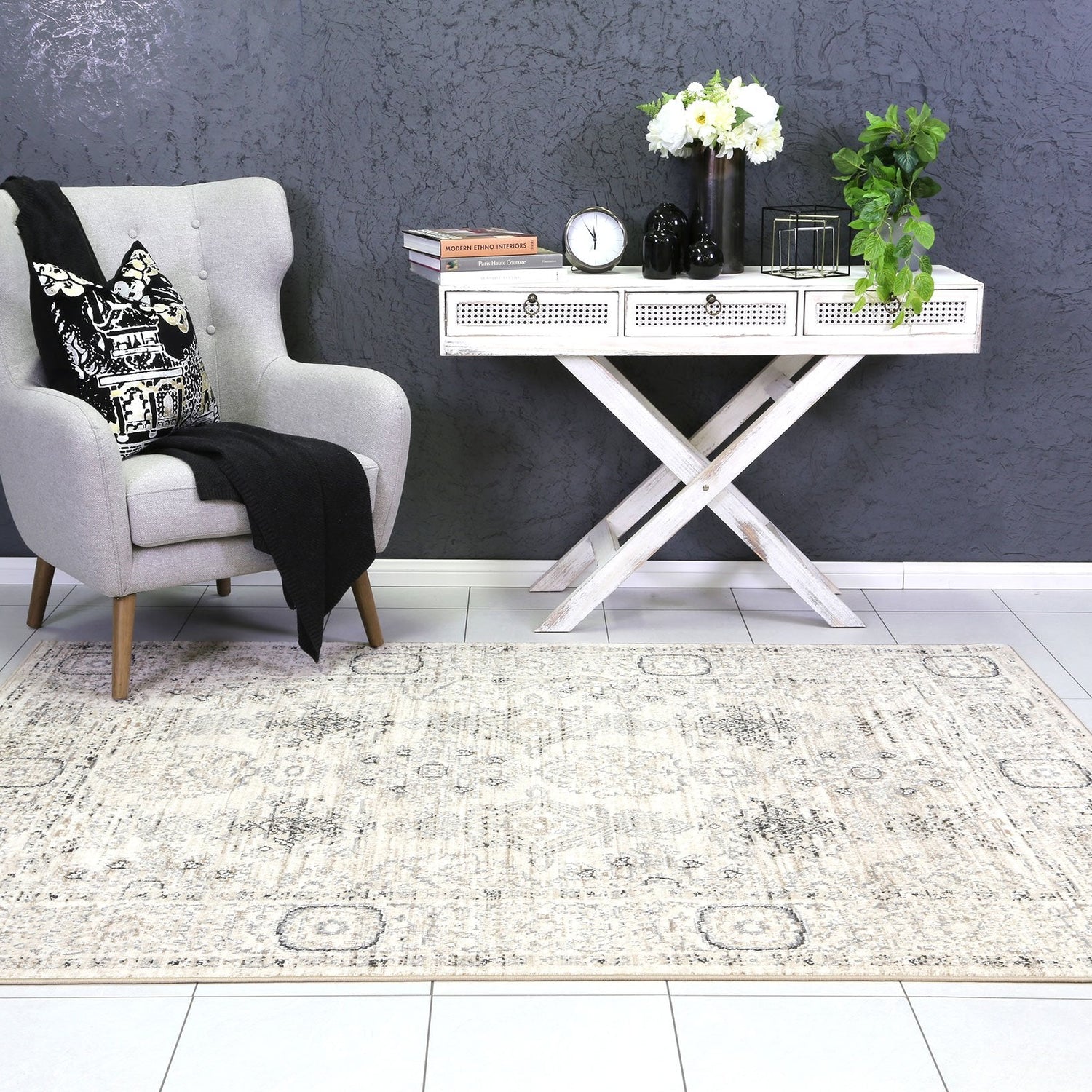 Arya Cream Grey Contemporary Rug