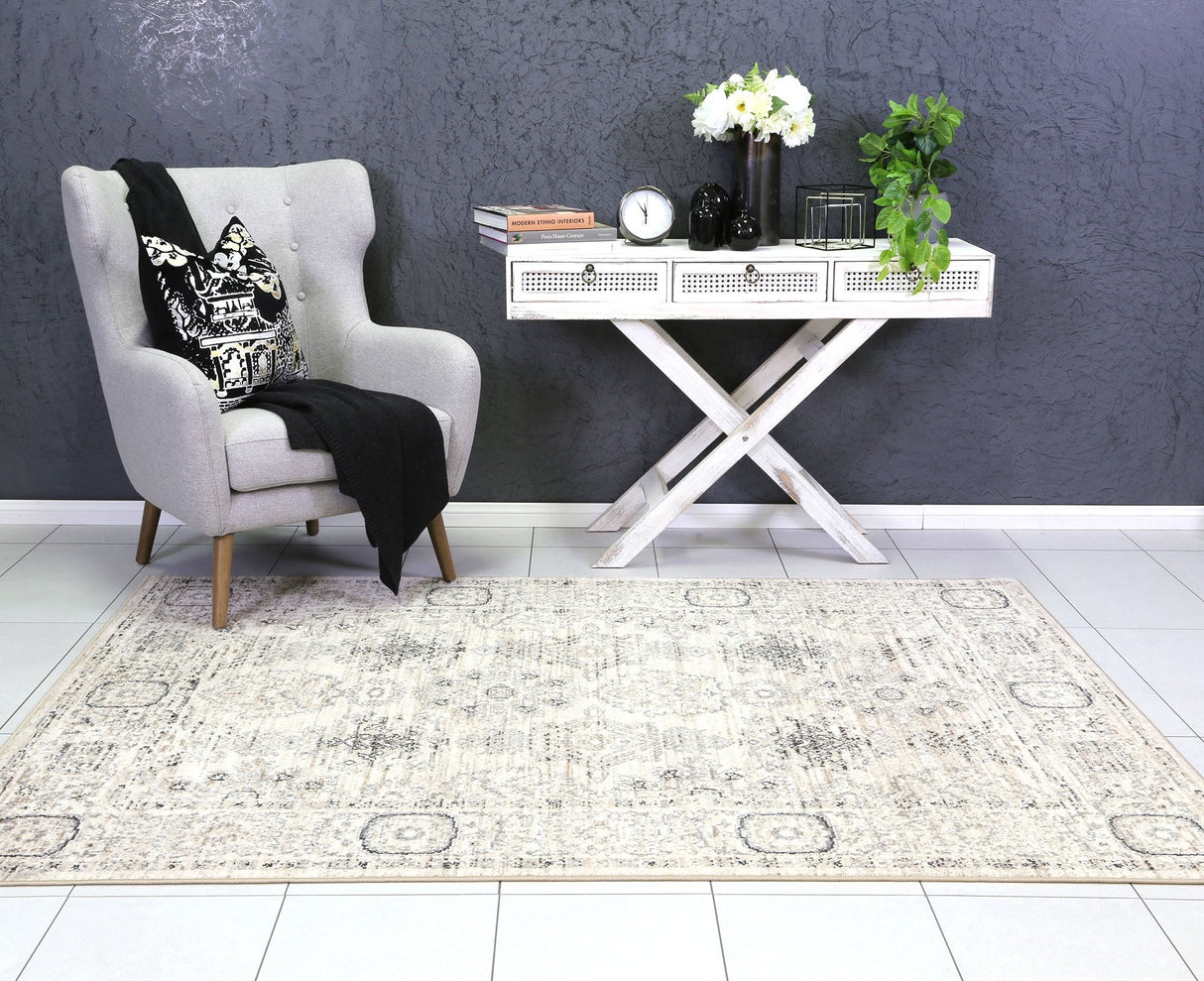Arya Cream Grey Contemporary Rug