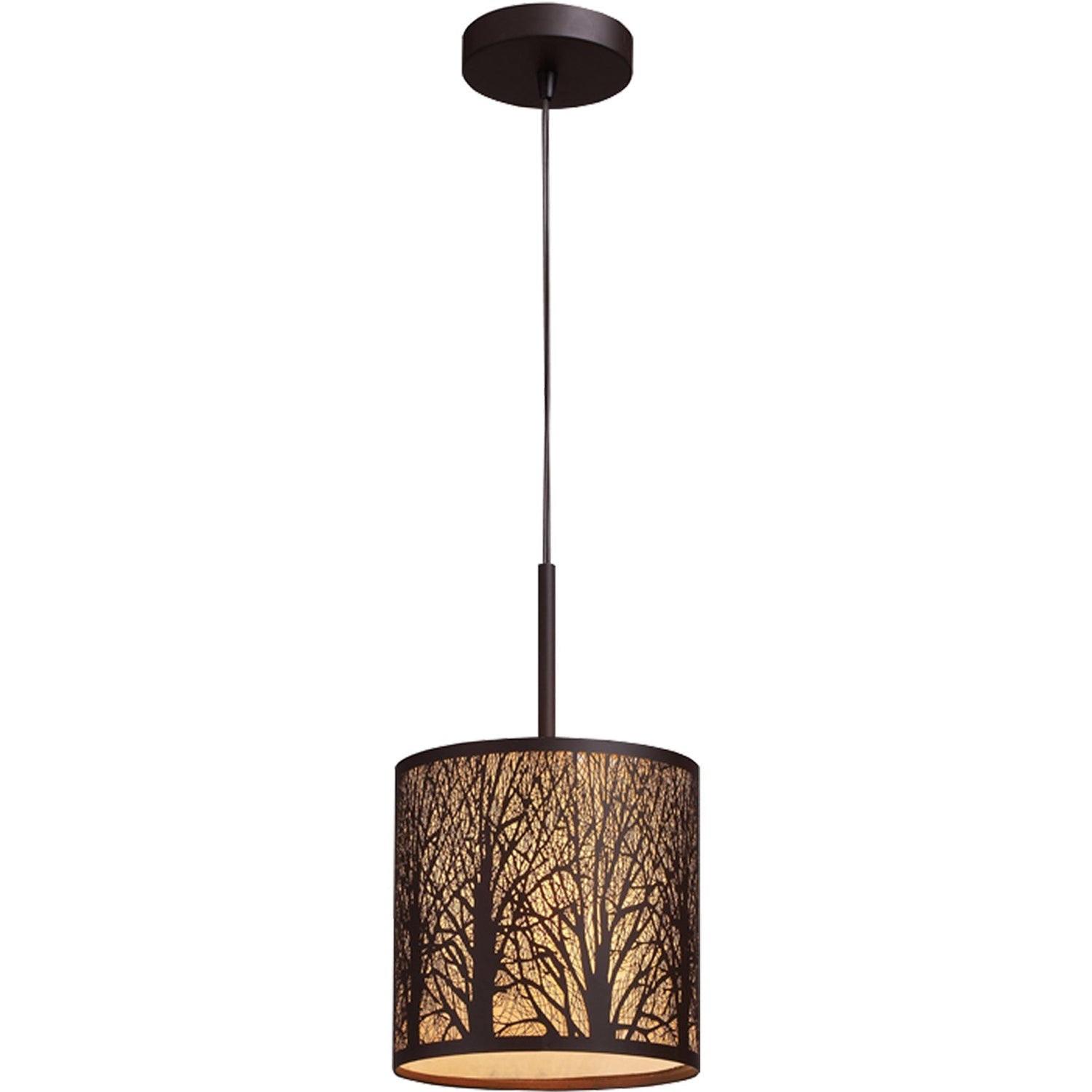 AUTUMN: Small Round Aged Bronze with Amber Lining Pendant Light