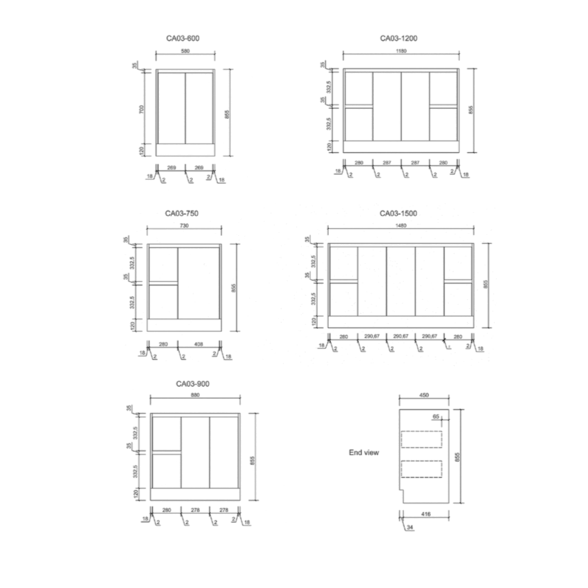 ALICE Freestanding Vanity Gloss White (All Sizes)