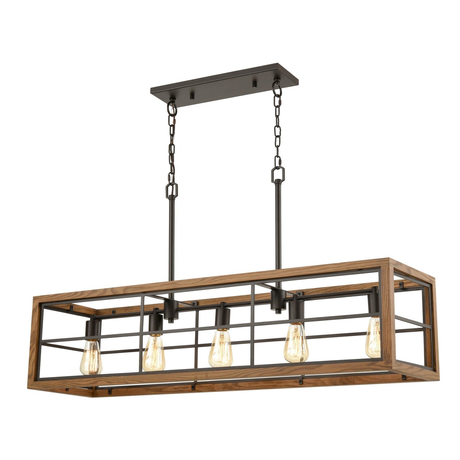 BANQUET: Retro Interior Rectangular Wood Frame Pendant Light