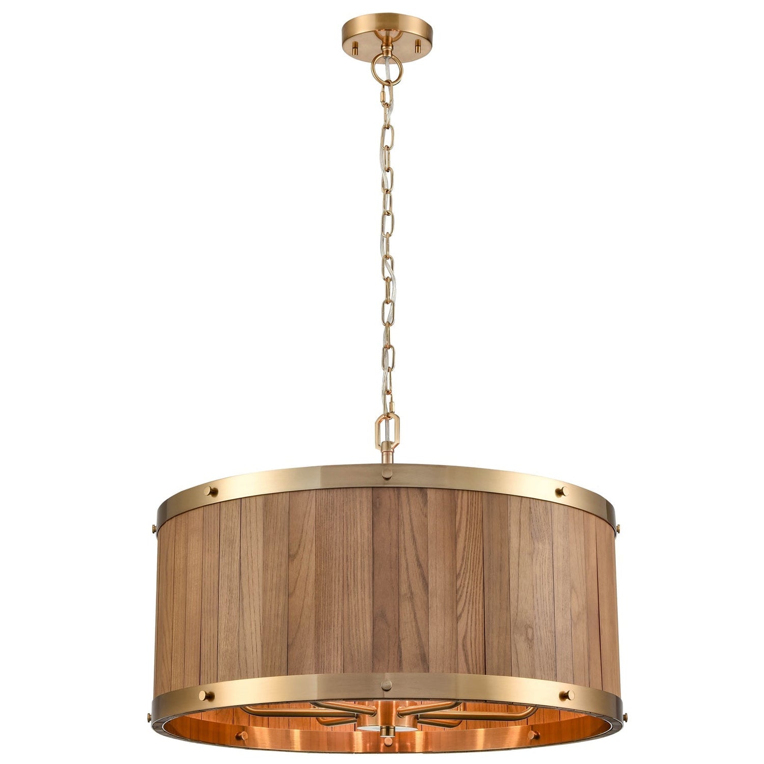 BARRIQUE: Retro Interior Large Drum Wood Pendant Lights