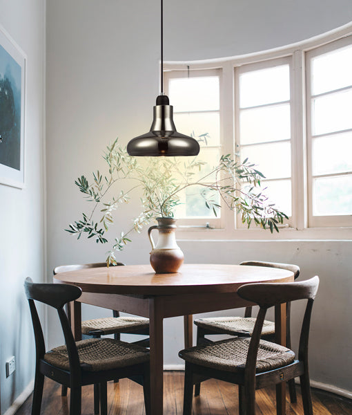 BARROSA: GU10 Black Smoke Glass Champagne Glass Pendant Light