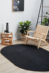 Bondi black, colour: black oval, shape: oval Rug