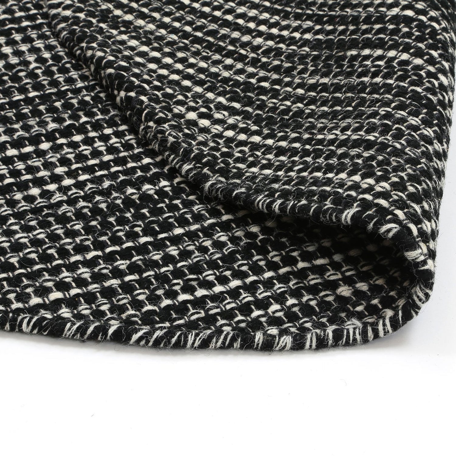 Nordic Black White Reversible Wool Round Rug
