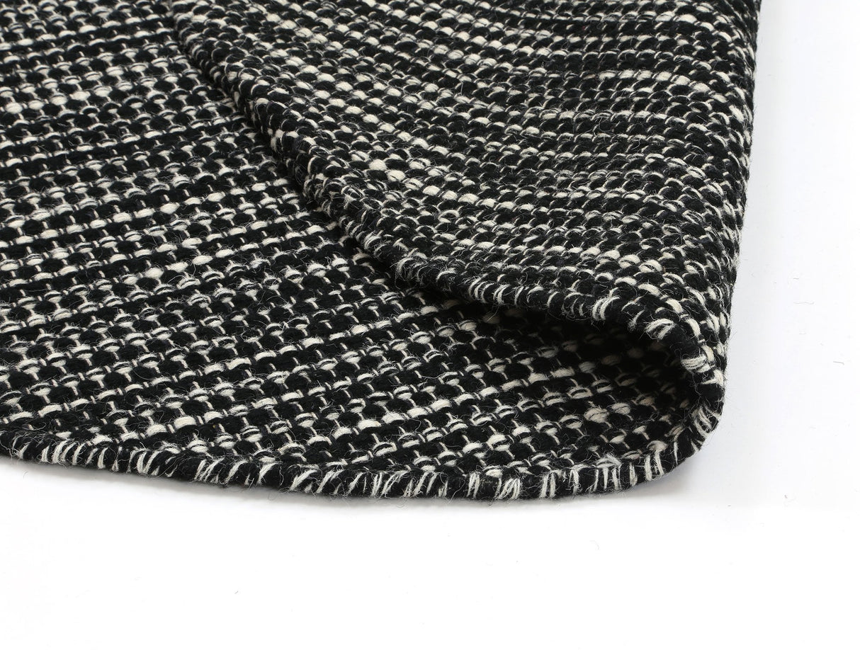 Nordic Black White Reversible Wool Round Rug