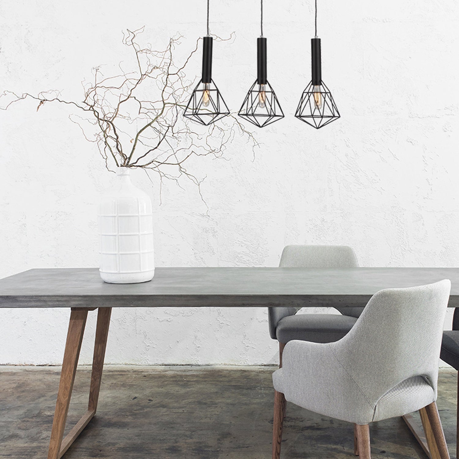 BLACKBAND & WHITEBAND Pendant Light 3x Bird Cage With Bar Base