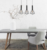 BLACKBAND & WHITEBAND Pendant Light 3x Bird Cage With Bar Base