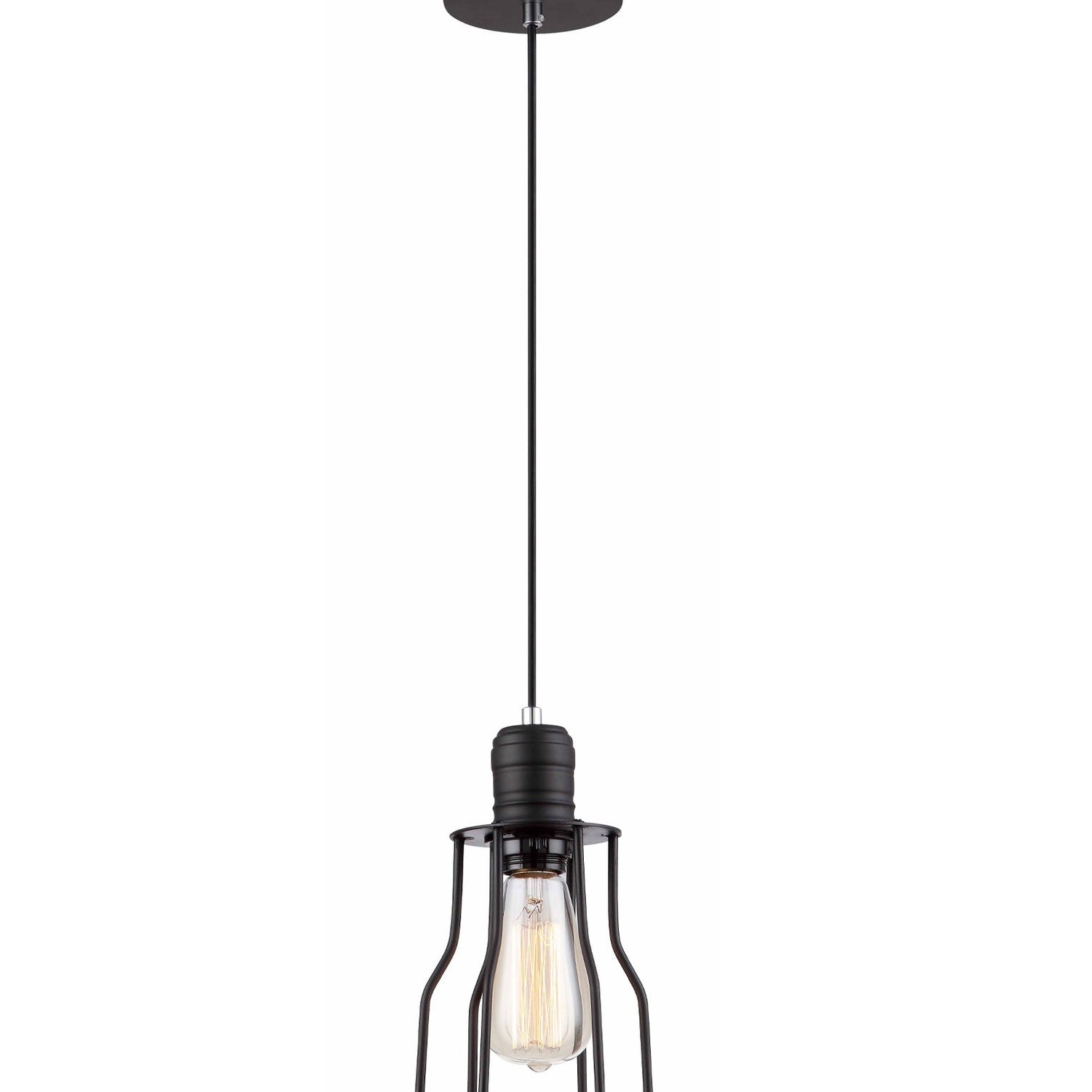 BLACKBAND: Industrial Black Angled Bird Cage Pendant Light