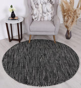 Nordic Black White Reversible Wool Round Rug