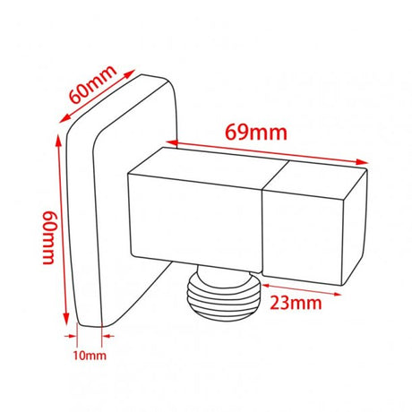 BLAZE Square 1/4 Turn Washing Machine Stop Tap (Chrome)