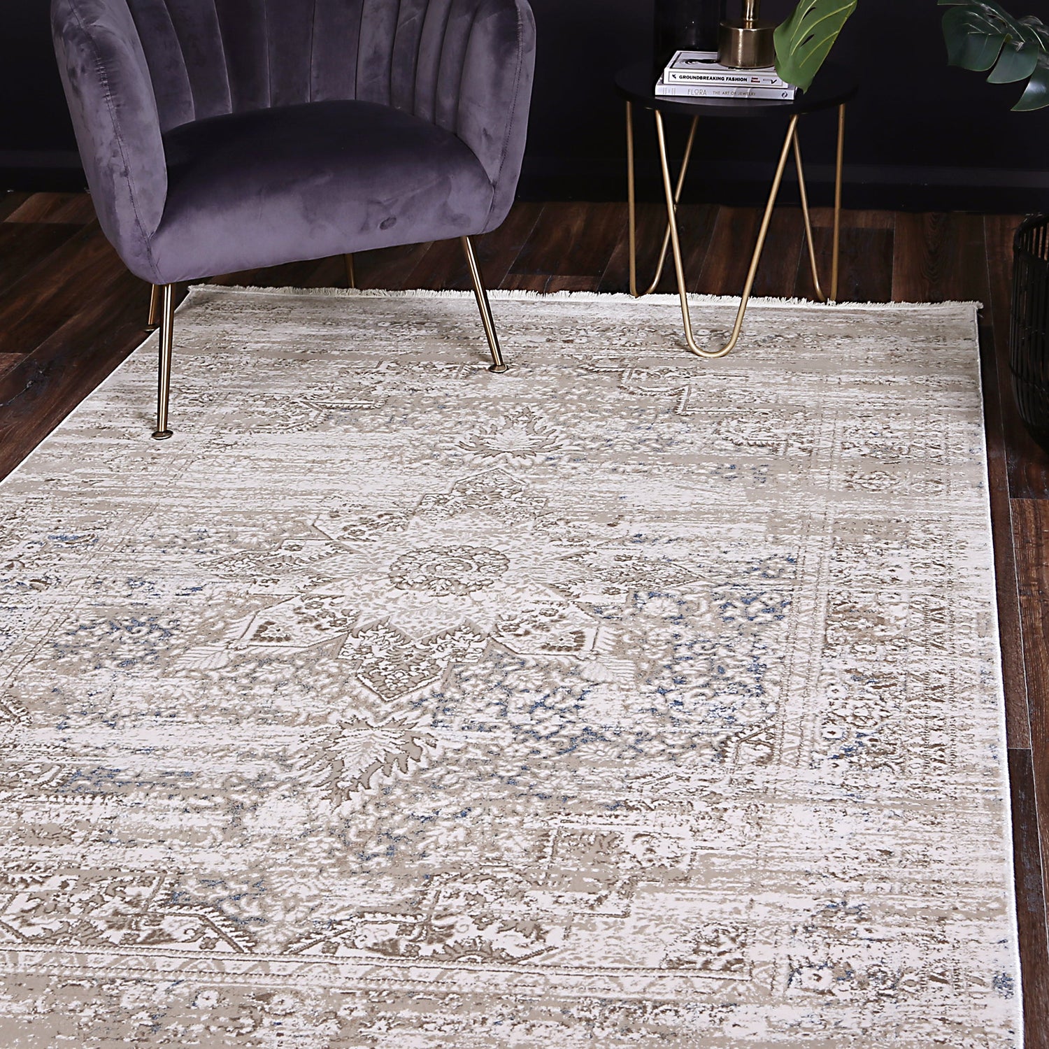 Cordelia Medalion Beige Blue Rug