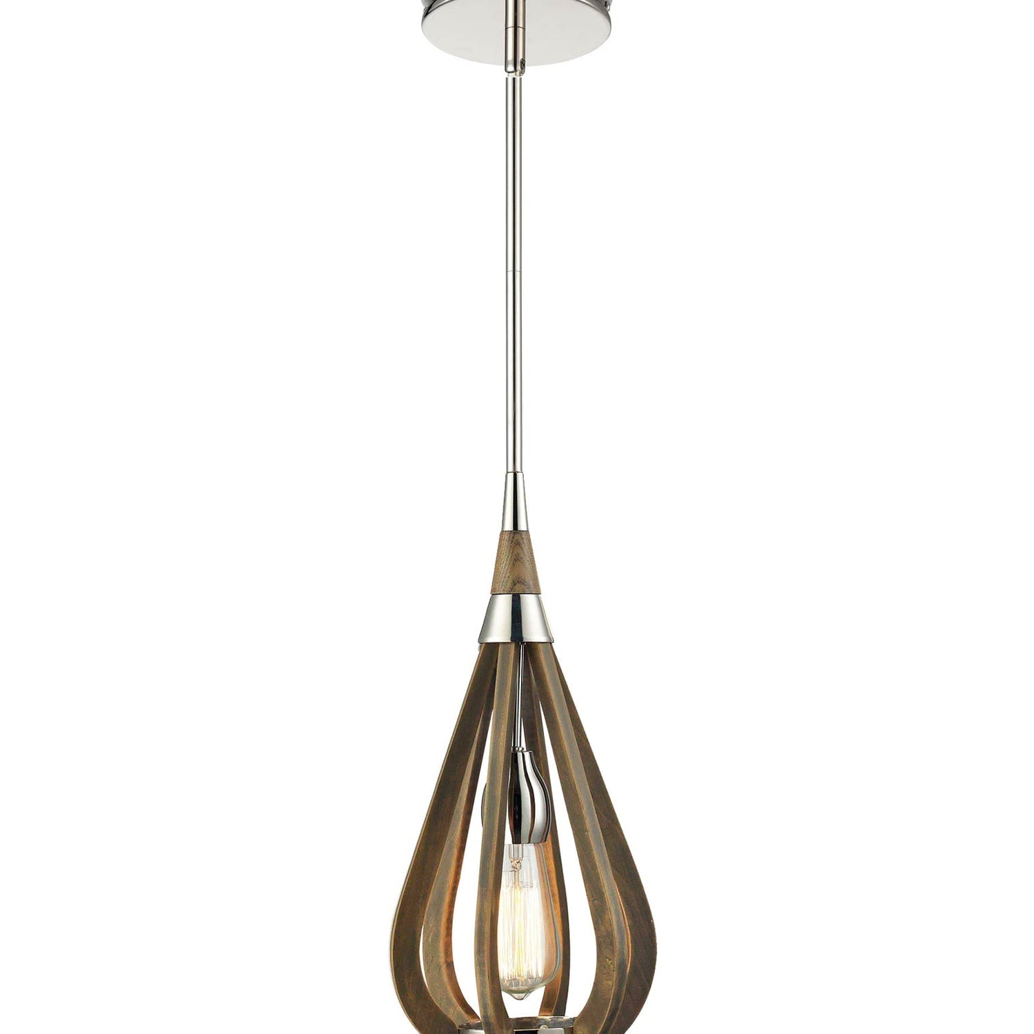 BONITO: Rustic Small Taupe / Winter Moss Wood Tear Drop Pendant Light