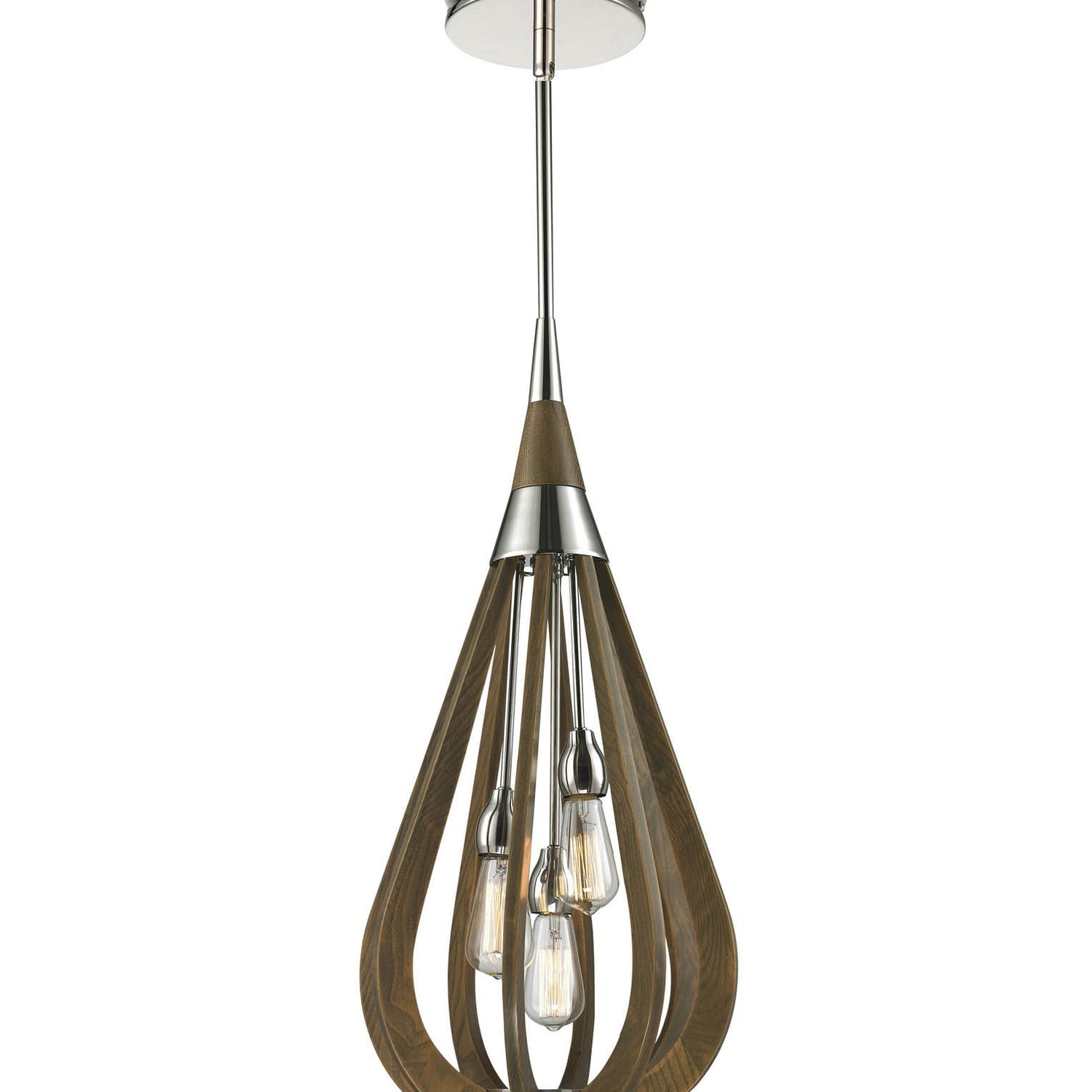 BONITO: Rustic Medium Taupe / Winter Moss Wood Tear Drop Pendant Light