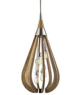 BONITO: Rustic Large Taupe / Winter Moss Wood Tear Drop Pendant Light
