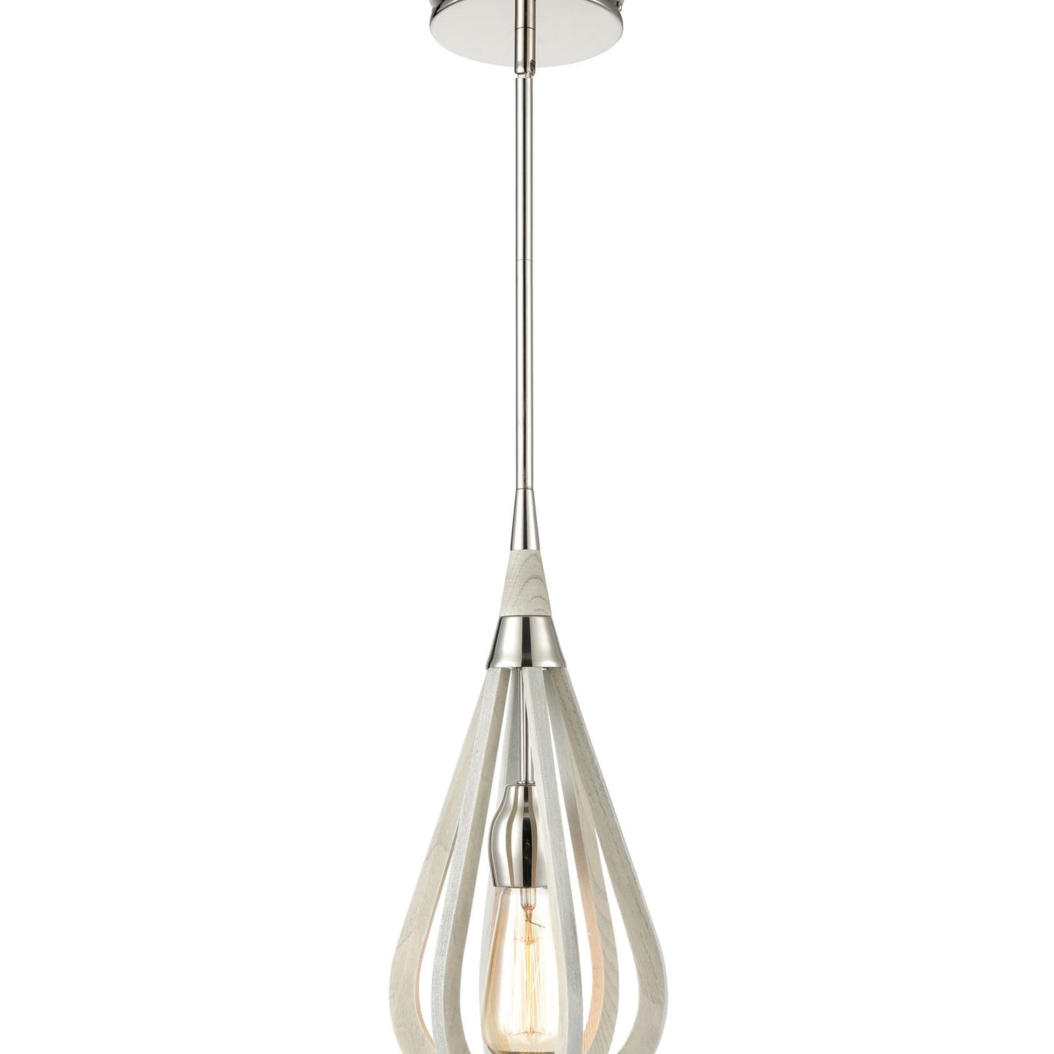 BONITO: Rustic Small Taupe / Winter Moss Wood Tear Drop Pendant Light