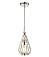 BONITO: Rustic Small Taupe / Winter Moss Wood Tear Drop Pendant Light