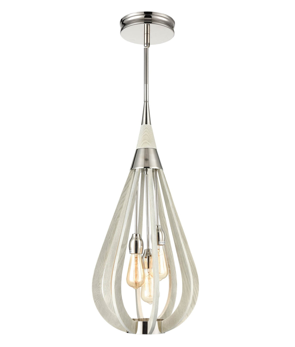 BONITO: Rustic Medium Taupe / Winter Moss Wood Tear Drop Pendant Light