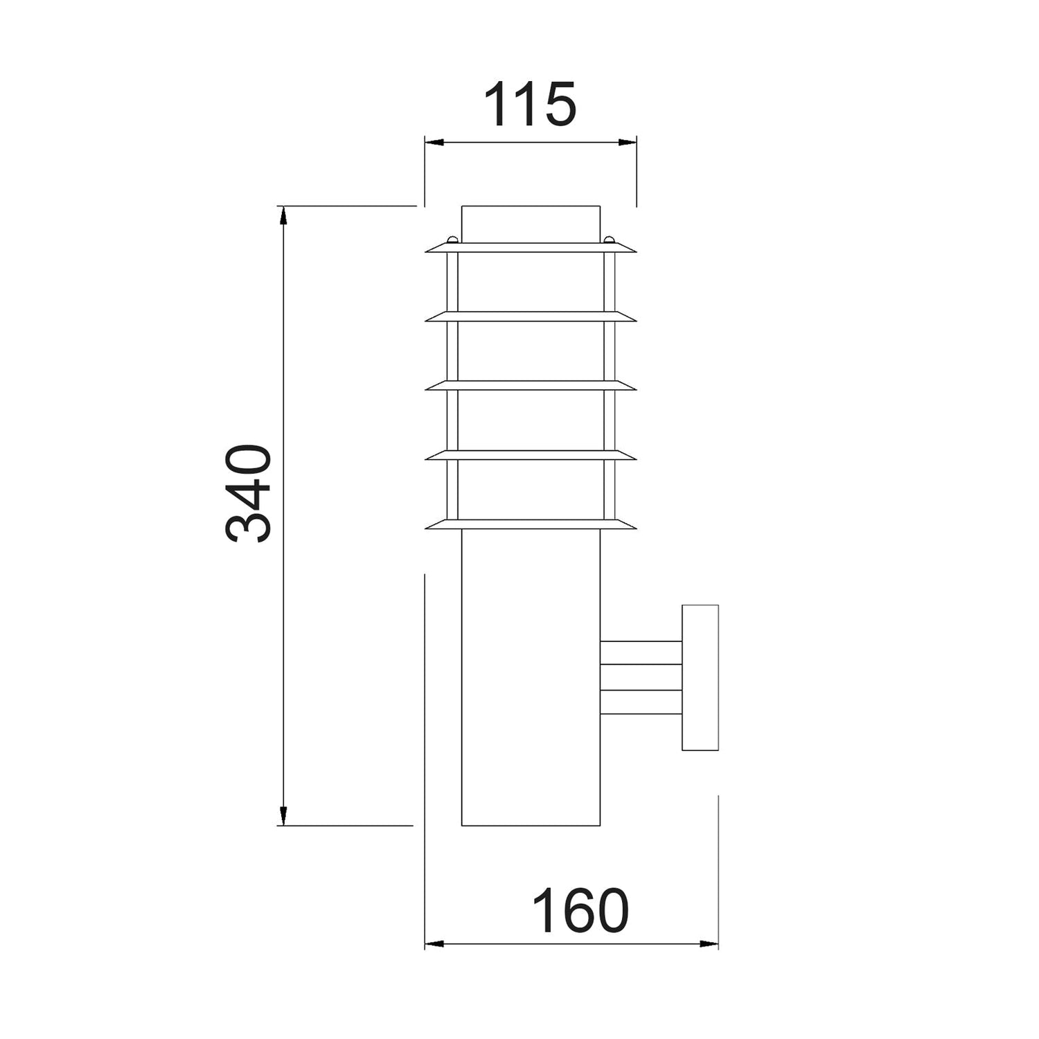BORDA: Exterior E27 Surface Mounted Louvred Wall Light IP44