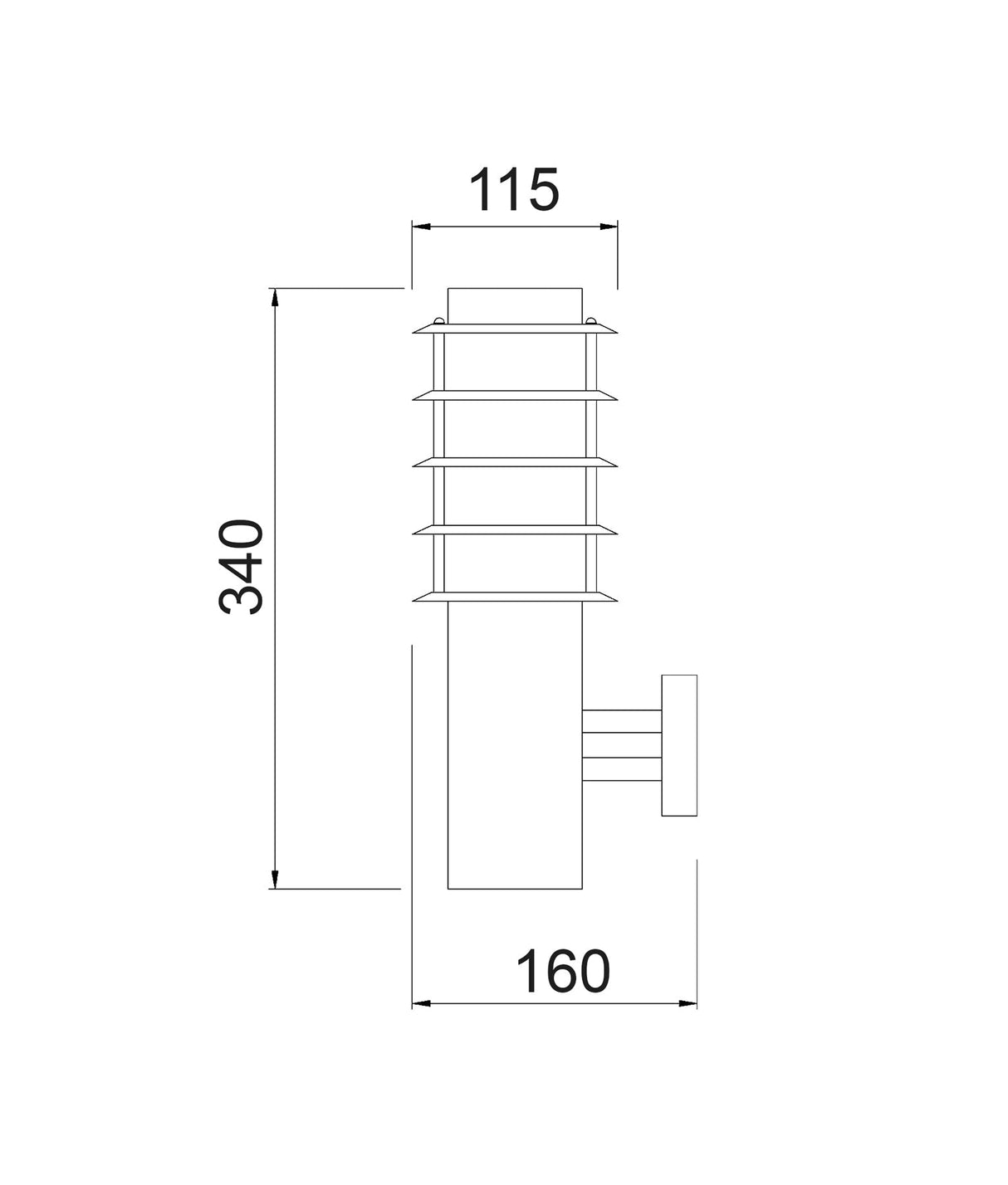 BORDA: Exterior E27 Surface Mounted Louvred Wall Light IP44