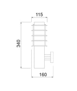 BORDA: Exterior E27 Surface Mounted Louvred Wall Light IP44