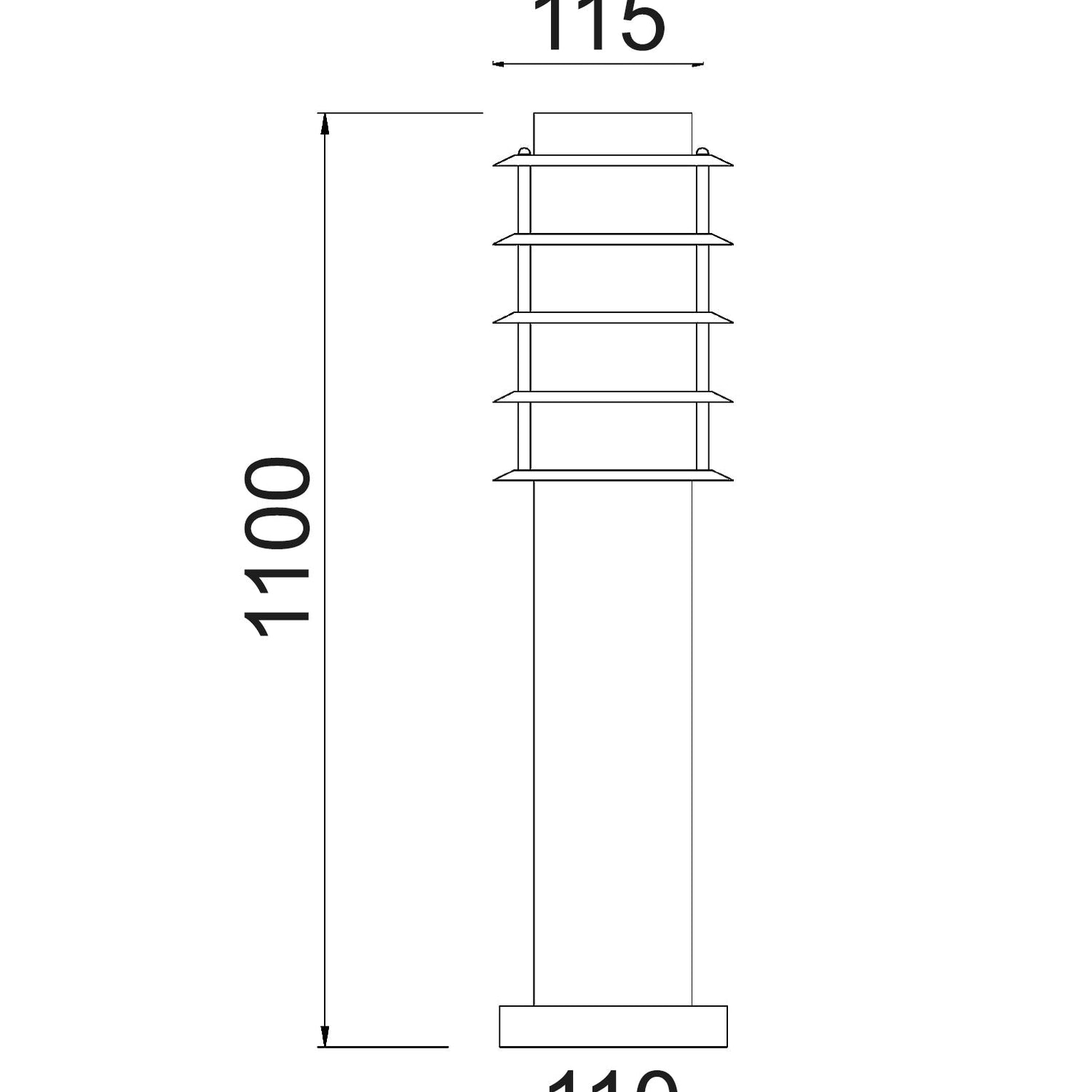 BORDA: E27 Surface Mounted Louvred Stainless Steel Bollard Lights IP44