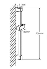 AQU Square Hand Shower Rail Without Handheld Shower - Brushed Nickel