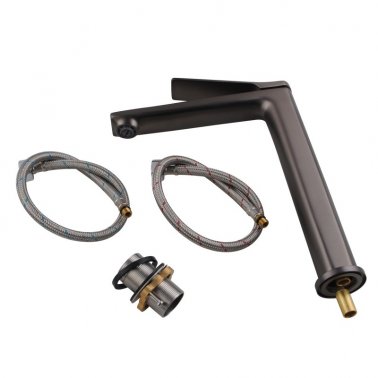 AQU RUSHY Tall Basin Mixer - Brushed Gun Metal
