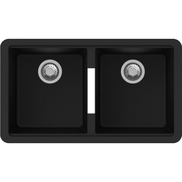 Black Carysil Granite Double Bowl Kitchen Sink- 824x481x241mm