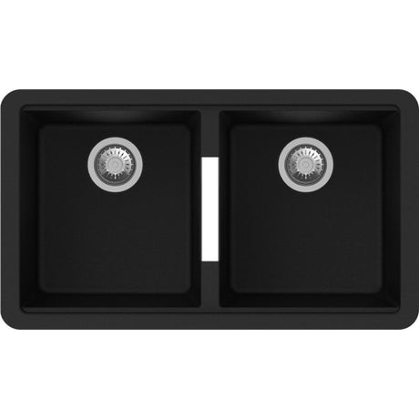 Black Carysil Granite Double Bowl Kitchen Sink- 824x481x241mm
