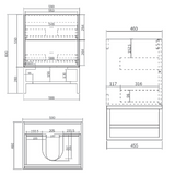 BOSTON Wall Hung Vanity 600mm Light Grey-Clearance
