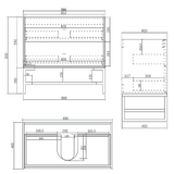 BOSTON Wall Hung Vanity 900mm Light Grey-Clearance