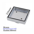 Brass Smart Tile Insert Floor Waste Shower Grate Drain 115x115mm - Chrome