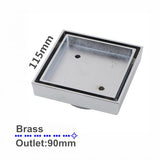 Brass Smart Tile Insert Floor Waste Shower Grate Drain 115x115mm - Chrome