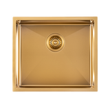 Brushed Brass Stainless Steel PVD Single Bowl Kitchen Sink - 510x450x230mm