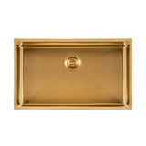 Brushed Brass Stainless Steel PVD Single Bowl Kitchen Sink - 762x457x254mm