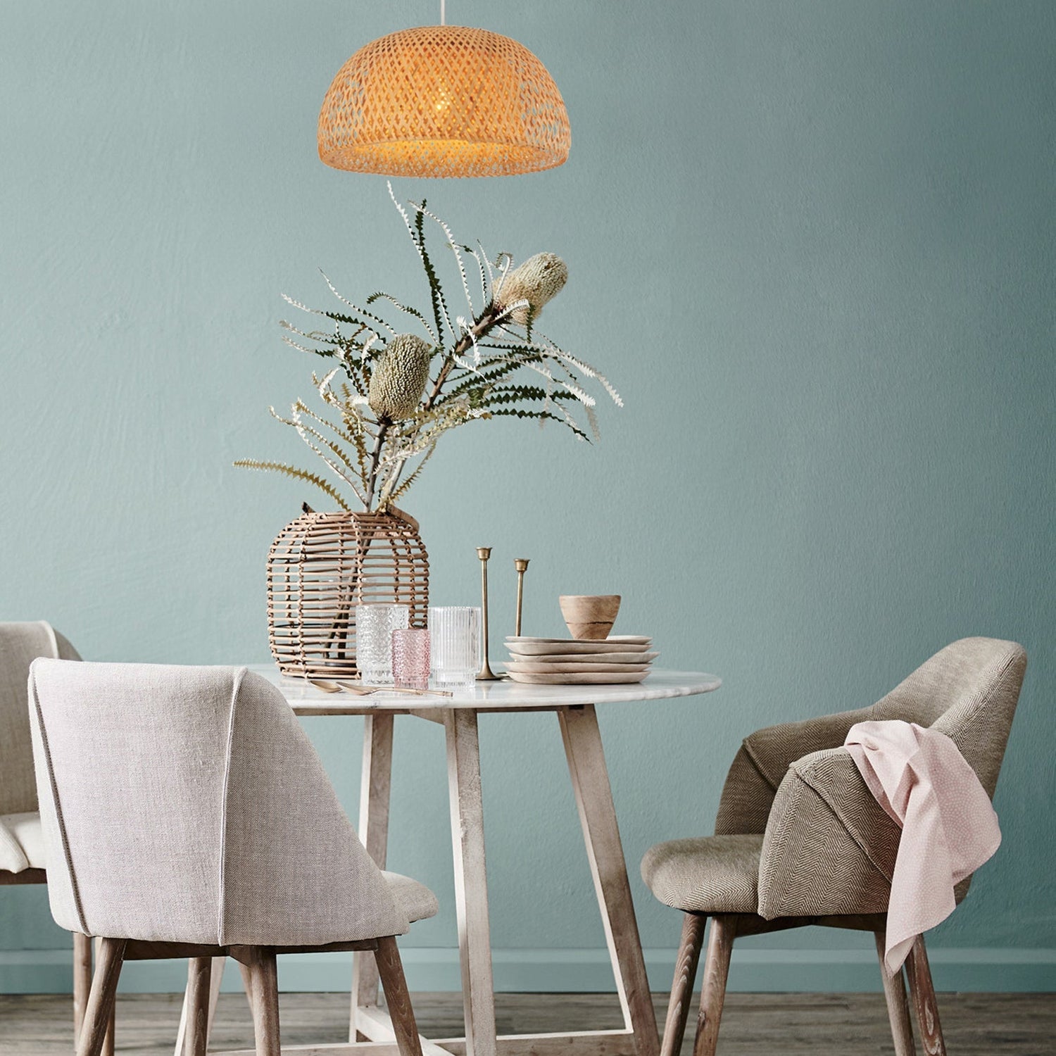 CANASTA: Bohemian Interior Natural Bamboo Finish Pendant Light