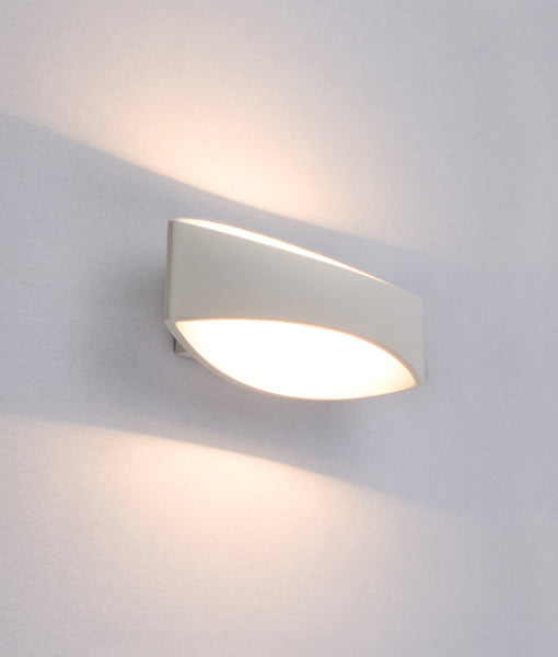 CANNES: LED Interior Matte White Curved Up/Down Wall Light