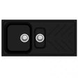 CARYSIL BEETHOVEN Black Granite Single and 1/4 Kitchen Sink with Drainboard 1000x500mm